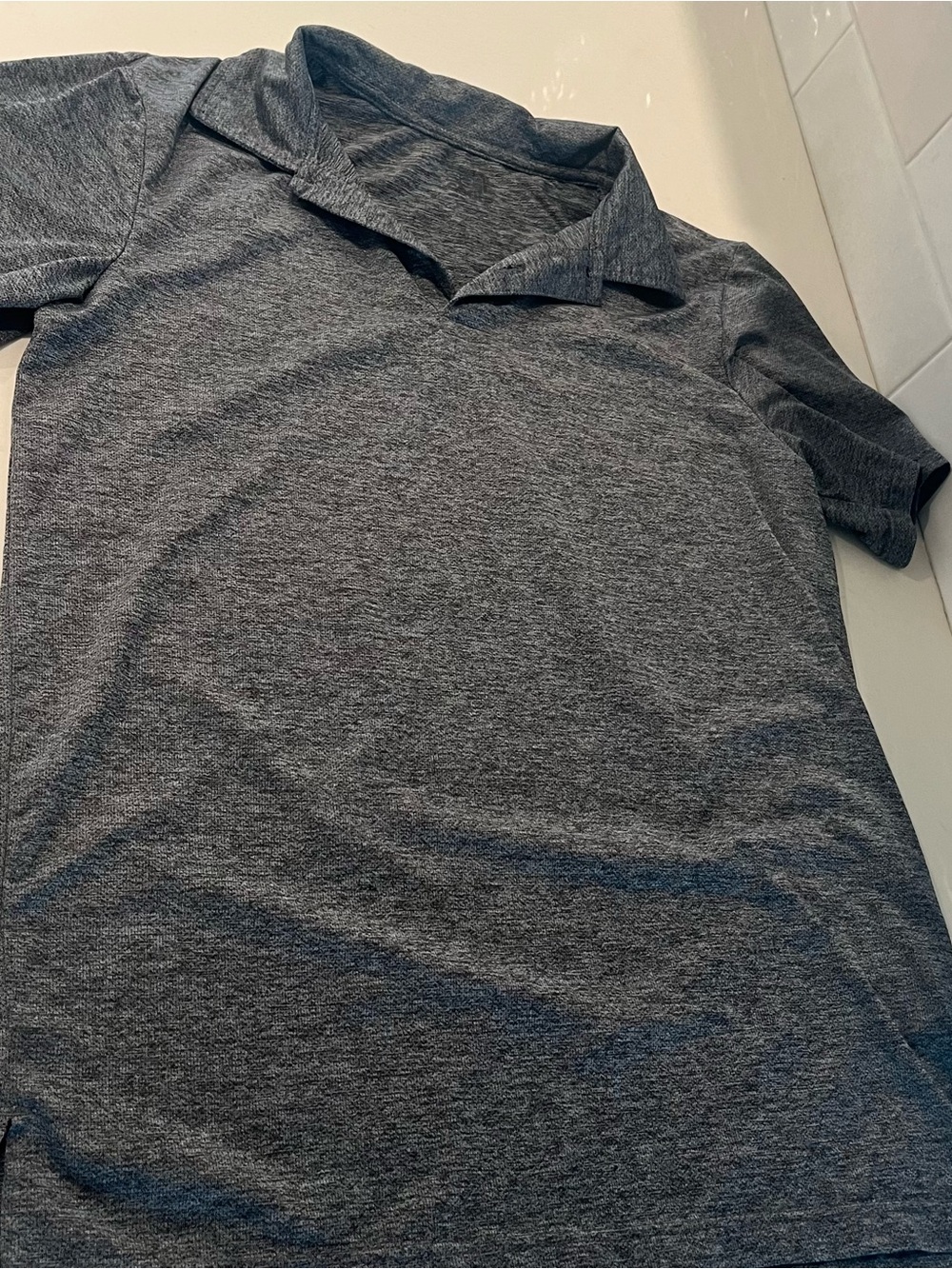 Men’s Gray Polo with Texture Pattern